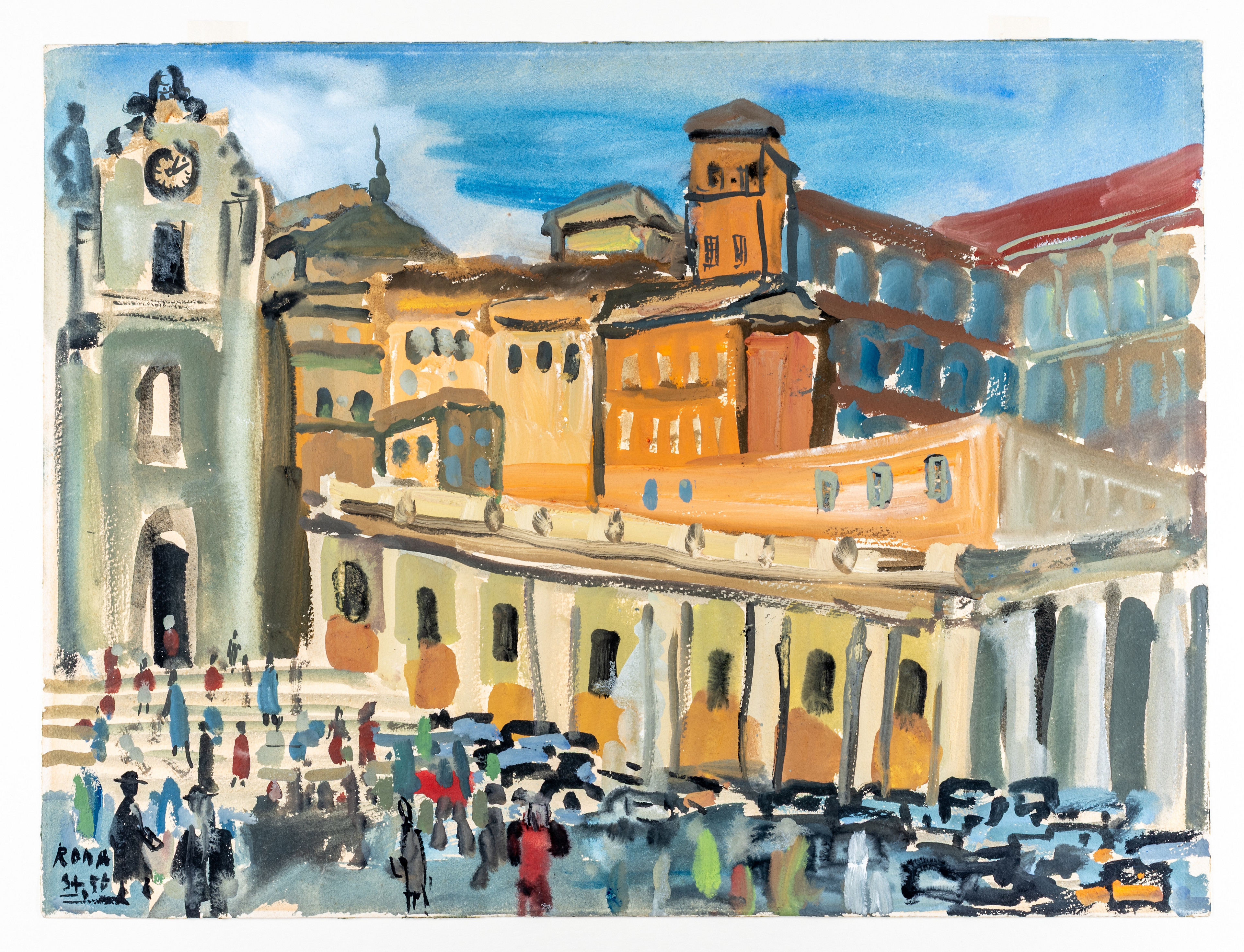 Gustel Stein (1922 – 2010), Der Petersplatz in Rom, 1956, Gouache, GDKE Landesmuseum Mainz, Foto: A. Garth