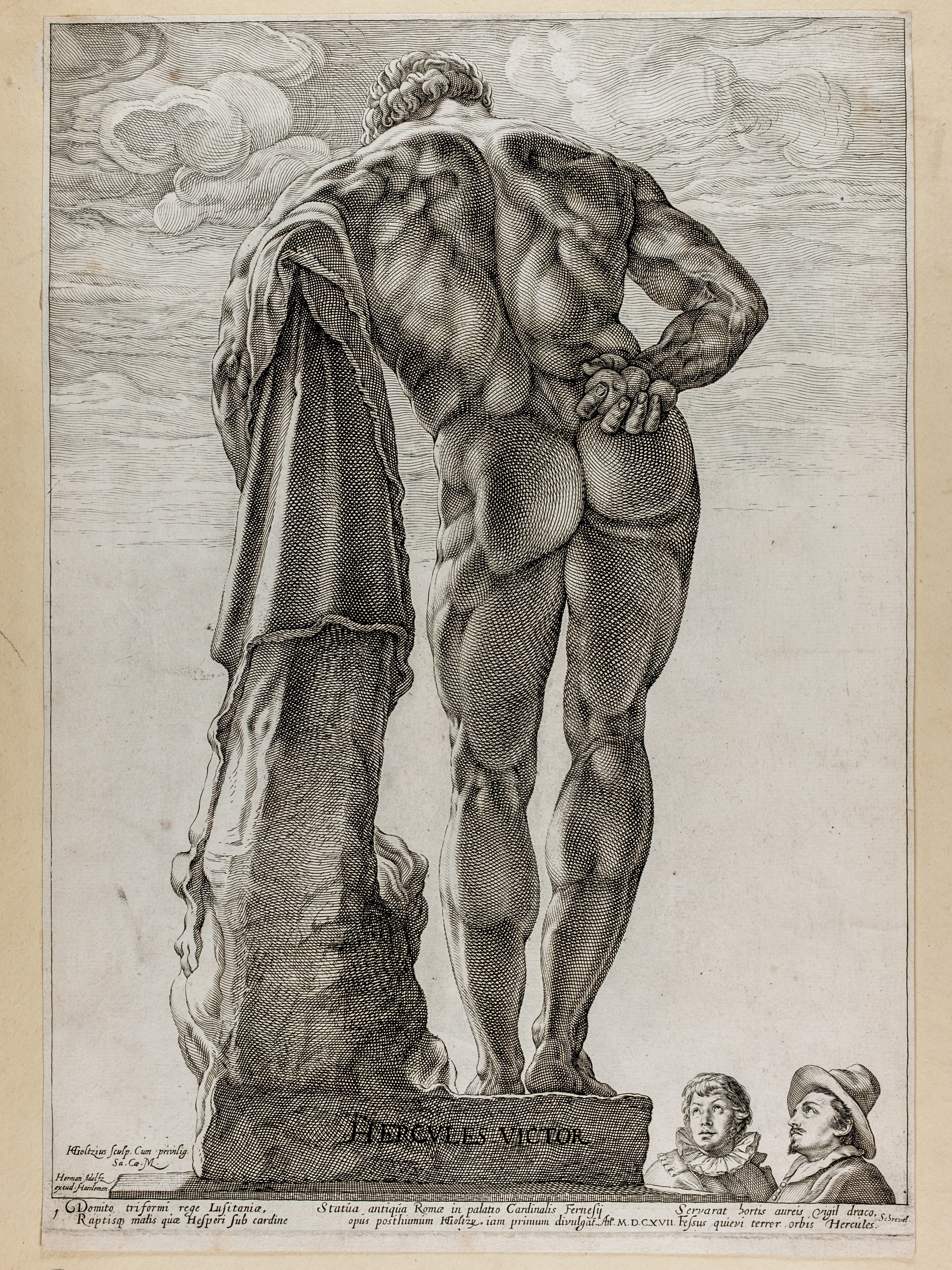 Hendrick Goltzius (1558 – 1617), Herkules Farnese, um 1592, Kupferstich, GDKE Landesmuseum Mainz, Foto: A. Garth