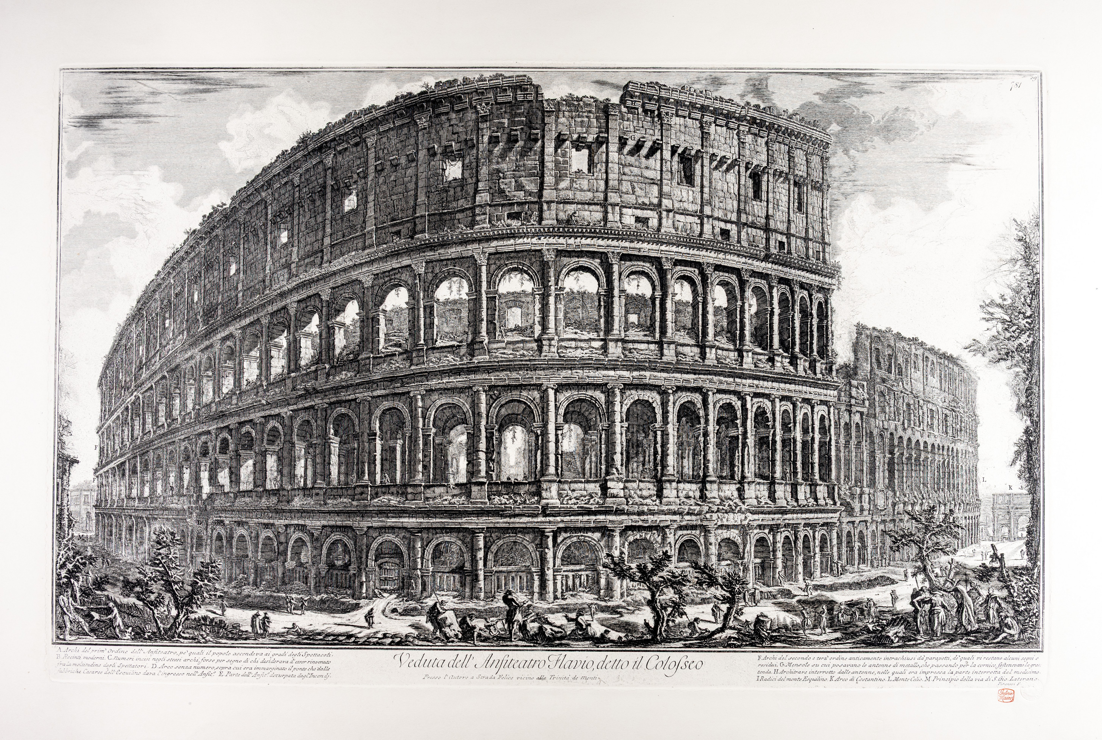 Giovanni Battista Piranesi (1720 – 1778), Ansicht des Kolosseums, Erstdruck 1757-58?, Radierung, GDKE Landesmuseum Mainz, Foto: A. Garth